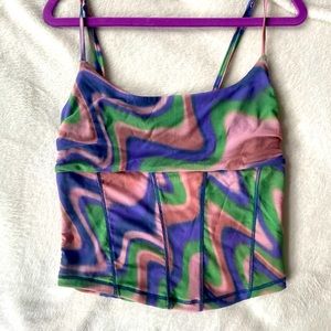 URBAN OUTFITTERS CHROME MULTICOLOR MARBLE  CROPPED TANK TOP